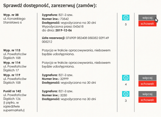 widok rezerwacji przy opisie